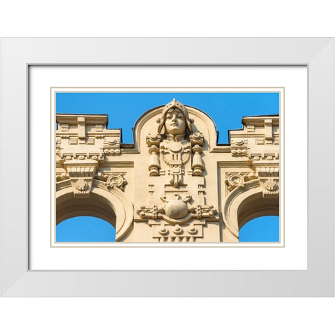 Art Nouveau building on Alberta Street in central Riga-Latvia White Modern Wood Framed Art Print with Double Matting by Su, Keren