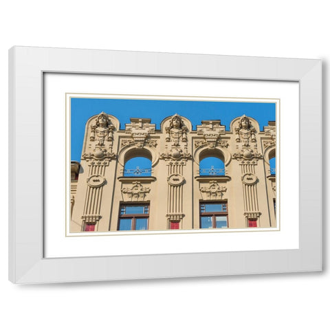 Art Nouveau building on Alberta Street in central Riga-Latvia White Modern Wood Framed Art Print with Double Matting by Su, Keren