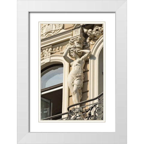 Art Nouveau building on Alberta Street in central Riga-Latvia White Modern Wood Framed Art Print with Double Matting by Su, Keren