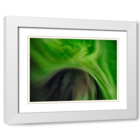 Northern lights over Angmagssalik Fjord-Greenland- Danish Territory White Modern Wood Framed Art Print with Double Matting by Zwick, Martin