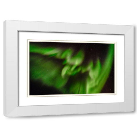 Northern lights over Angmagssalik Fjord-Greenland- Danish Territory White Modern Wood Framed Art Print with Double Matting by Zwick, Martin