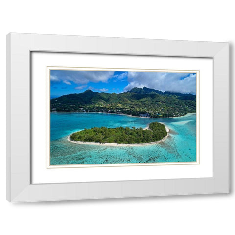 Koromiri Island-Muri Lagoon-Rarotonga-Cook Islands-South Pacific White Modern Wood Framed Art Print with Double Matting by Wall, David