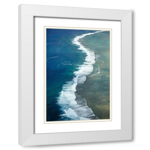Reef-Southern Rarotonga-Cook Islands-South Pacific White Modern Wood Framed Art Print with Double Matting by Wall, David