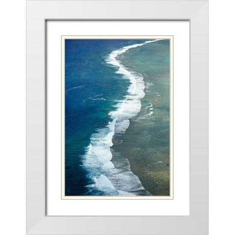 Reef-Southern Rarotonga-Cook Islands-South Pacific White Modern Wood Framed Art Print with Double Matting by Wall, David