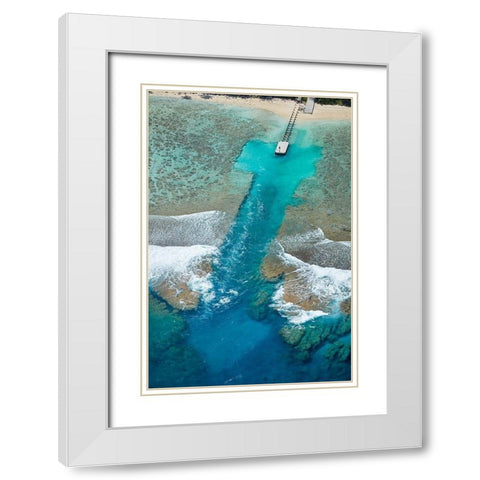 Channel in the reef-Akaoa Tapere-Rarotonga-Cook Islands-South Pacific White Modern Wood Framed Art Print with Double Matting by Wall, David
