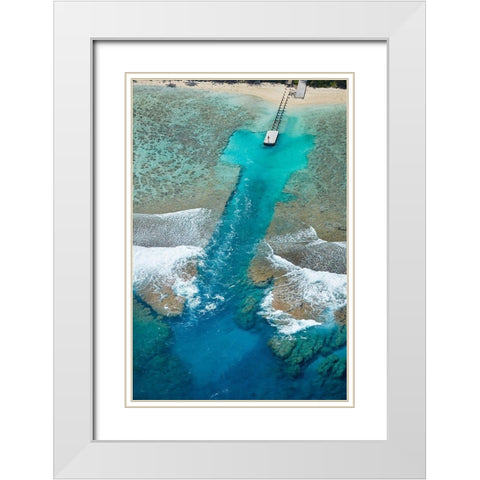 Channel in the reef-Akaoa Tapere-Rarotonga-Cook Islands-South Pacific White Modern Wood Framed Art Print with Double Matting by Wall, David