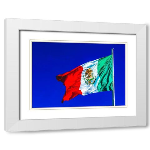 Colorful Mexican flag-San Jose del Cabo-Mexico White Modern Wood Framed Art Print with Double Matting by Perry, William