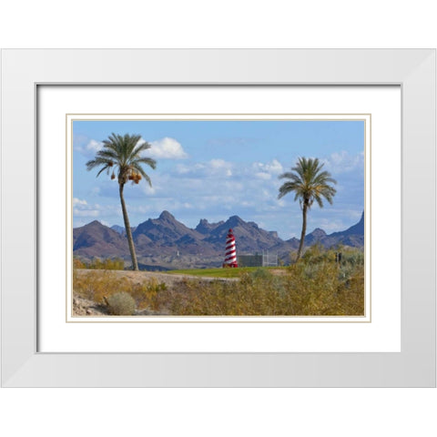 AZ, Lake Havasu City Lighthouse by golf course White Modern Wood Framed Art Print with Double Matting by Lord, Fred