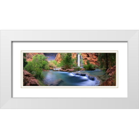 Havasu Falls at the bottom of the Grand Canyon in Arizona White Modern Wood Framed Art Print with Double Matting by SMO