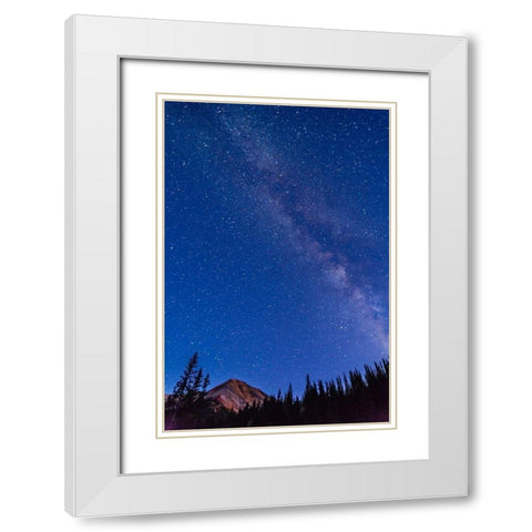 Colorado-San Juan Mountains Milky Way and Red Mountain Peak White Modern Wood Framed Art Print with Double Matting by Jaynes Gallery