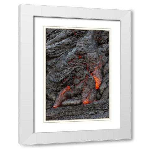 Hawaii, Kilauea Molten lava hardening White Modern Wood Framed Art Print with Double Matting by Illg, Cathy and Gordon