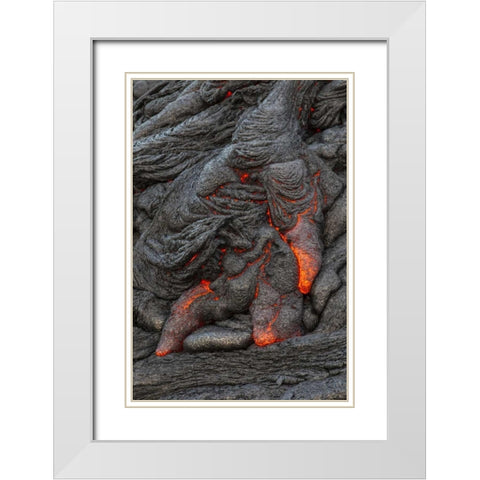 Hawaii, Kilauea Molten lava hardening White Modern Wood Framed Art Print with Double Matting by Illg, Cathy and Gordon
