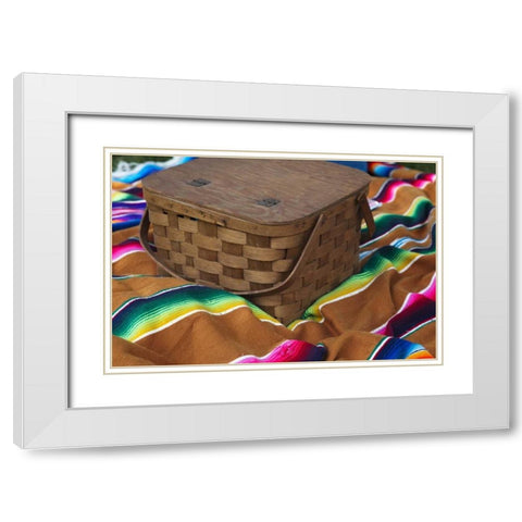 Indiana, Indianapolis Picnic basket and blanket White Modern Wood Framed Art Print with Double Matting by Kaveney, Wendy