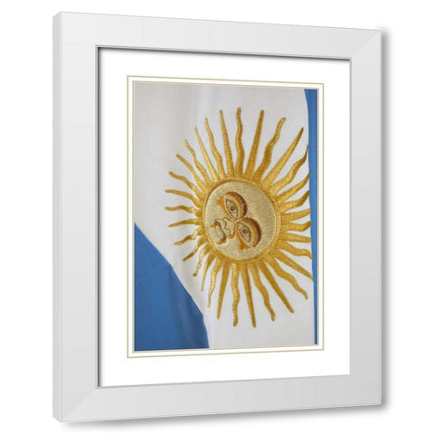 Argentina, Mendoza Sunburst on Argentinas flag White Modern Wood Framed Art Print with Double Matting by Kaveney, Wendy