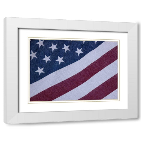 Indiana, Carmel Stars and stripes of the US flag White Modern Wood Framed Art Print with Double Matting by Kaveney, Wendy