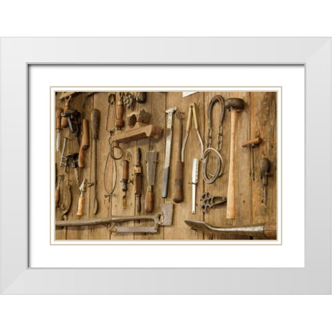 Tools on a wall, Indianapolis, Indiana, USA White Modern Wood Framed Art Print with Double Matting by Kaveney, Wendy