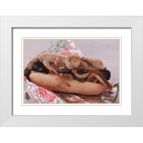 Indiana, Indianapolis Polish sausage and onions White Modern Wood Framed Art Print with Double Matting by Kaveney, Wendy