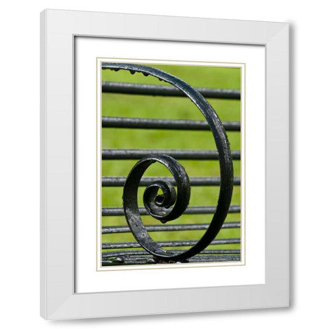 Louisiana, Vacherie Iron bench spiral White Modern Wood Framed Art Print with Double Matting by Kaveney, Wendy