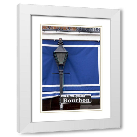 Louisiana, New Orleans Bourbon Street lamppost White Modern Wood Framed Art Print with Double Matting by Kaveney, Wendy