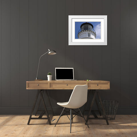 OR, Winchester Bay Umpqua River Lighthouse White Modern Wood Framed Art Print with Double Matting by Kaveney, Wendy