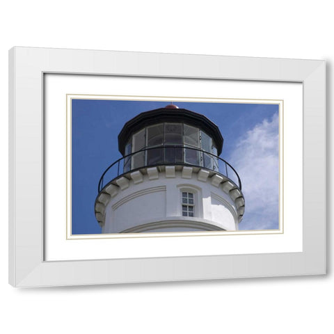 OR, Winchester Bay Umpqua River Lighthouse White Modern Wood Framed Art Print with Double Matting by Kaveney, Wendy