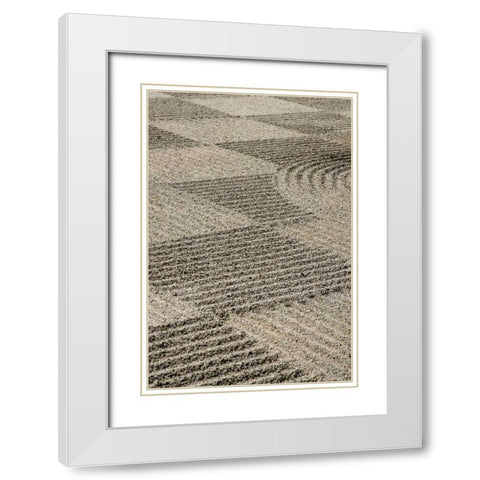 USA, Oregon, Portland Zen patterns in sand White Modern Wood Framed Art Print with Double Matting by Kaveney, Wendy