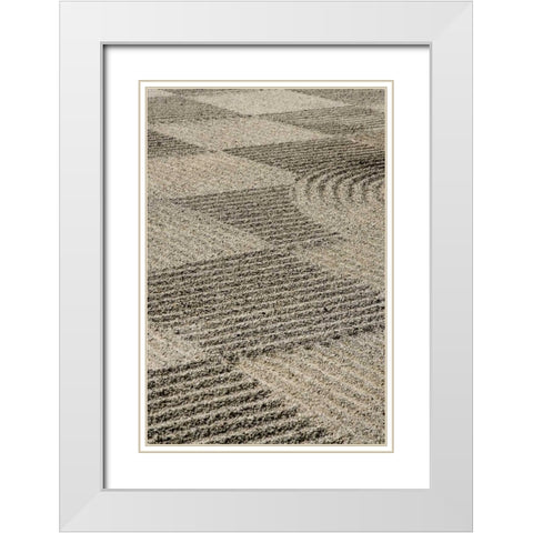 USA, Oregon, Portland Zen patterns in sand White Modern Wood Framed Art Print with Double Matting by Kaveney, Wendy