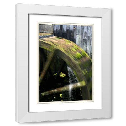 TN, Cades Cove Grist mill water wheel in motion White Modern Wood Framed Art Print with Double Matting by Kaveney, Wendy