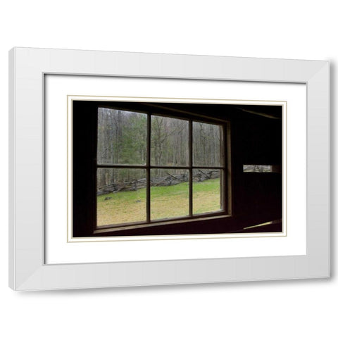 TN, Great Smoky Mts Jim Bales abandoned cabin White Modern Wood Framed Art Print with Double Matting by Kaveney, Wendy