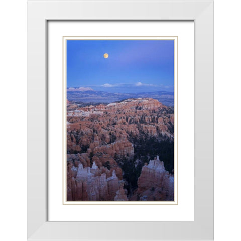 Utah, Bryce Canyon NP Moonrise over Sunset Point White Modern Wood Framed Art Print with Double Matting by Kaveney, Wendy