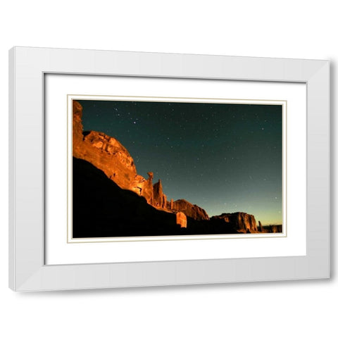 UT, Arches NP Moonrise highlights Park Avenue White Modern Wood Framed Art Print with Double Matting by Illg, Cathy and Gordon