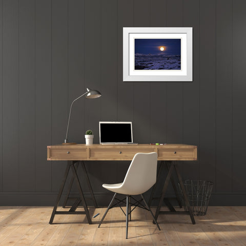UT, Arches NP Full moon rising over snowy scenic White Modern Wood Framed Art Print with Double Matting by Illg, Cathy and Gordon