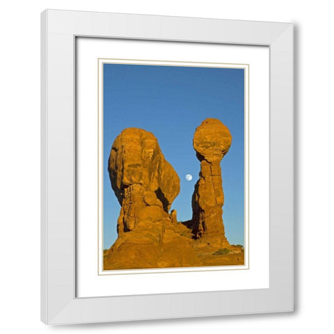 UT, Arches NP Moonrise over Garden of Eden White Modern Wood Framed Art Print with Double Matting by Illg, Cathy and Gordon
