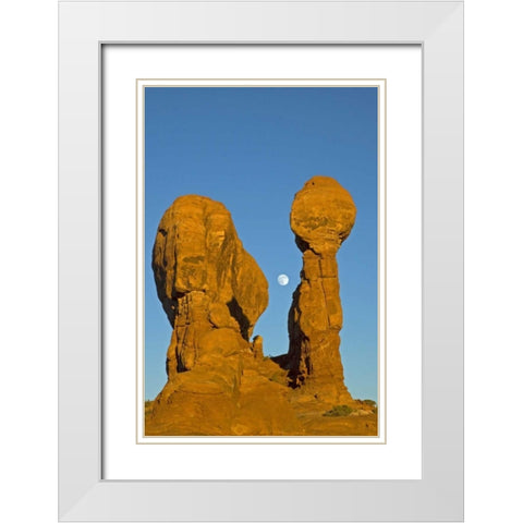 UT, Arches NP Moonrise over Garden of Eden White Modern Wood Framed Art Print with Double Matting by Illg, Cathy and Gordon