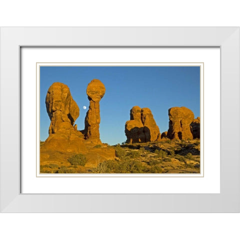 UT, Arches NP Moonrise over Garden of Eden White Modern Wood Framed Art Print with Double Matting by Illg, Cathy and Gordon