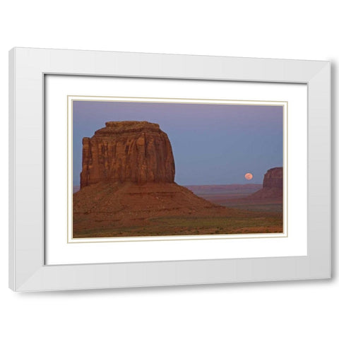 UT, Full moon rising over Monument Valley White Modern Wood Framed Art Print with Double Matting by Illg, Cathy and Gordon