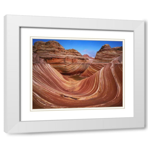 Utah, Paria Canyon The Wave formation, sandstone White Modern Wood Framed Art Print with Double Matting by Flaherty, Dennis