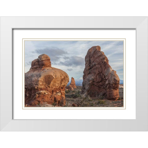 Utah, Arches NP Scenic of sandstone boulders White Modern Wood Framed Art Print with Double Matting by Illg, Cathy and Gordon