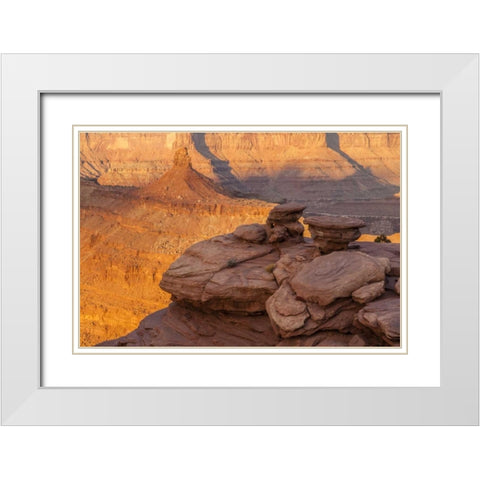Utah, Dead Horse Point SP Sunrise on canyon White Modern Wood Framed Art Print with Double Matting by Illg, Cathy and Gordon