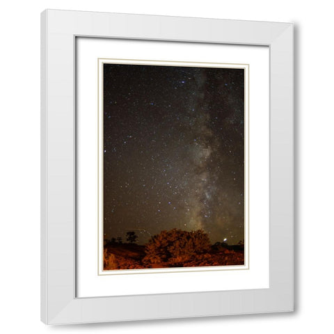 USA- Utah- Capitol Reef National Park. Milky Way galaxy. White Modern Wood Framed Art Print with Double Matting by Jaynes Gallery