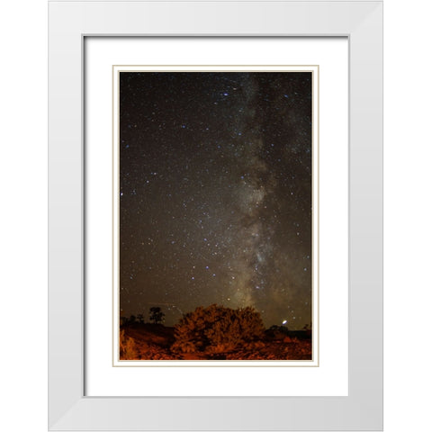 USA- Utah- Capitol Reef National Park. Milky Way galaxy. White Modern Wood Framed Art Print with Double Matting by Jaynes Gallery