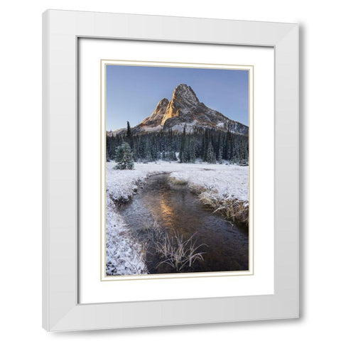 Fresh autumn snow on Liberty Bell Mountain and meadows of Washington State Pass White Modern Wood Framed Art Print with Double Matting by Majchrowicz, Alan