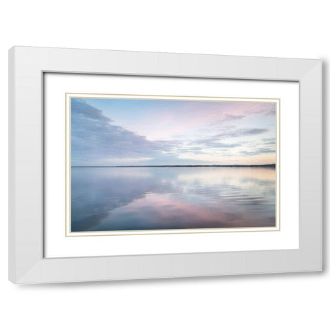 Clouds reflected in calm waters of Bellingham Bay-Washington State White Modern Wood Framed Art Print with Double Matting by Majchrowicz, Alan