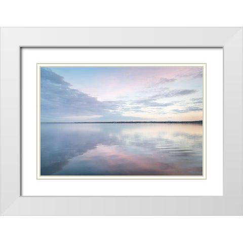 Clouds reflected in calm waters of Bellingham Bay-Washington State White Modern Wood Framed Art Print with Double Matting by Majchrowicz, Alan