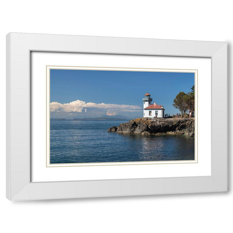 Lime Kiln Lighthouse-Lime Kiln Point State Park-San Juan Island-Washington State White Modern Wood Framed Art Print with Double Matting by Majchrowicz, Alan