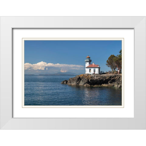Lime Kiln Lighthouse-Lime Kiln Point State Park-San Juan Island-Washington State White Modern Wood Framed Art Print with Double Matting by Majchrowicz, Alan