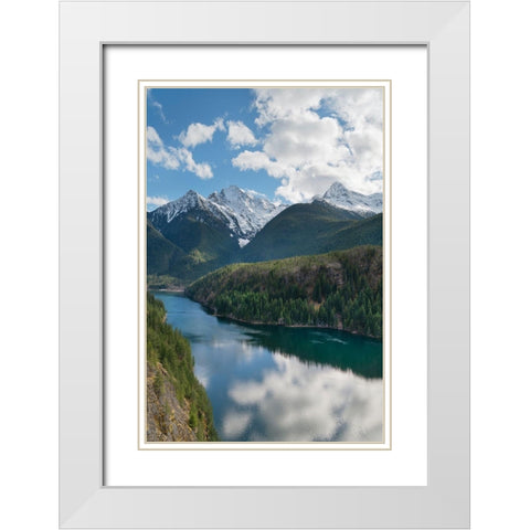 Colonial Peak-Pyramid Peak-and Diablo Lake-Ross Lake National Recreation Area-North Cascades White Modern Wood Framed Art Print with Double Matting by Majchrowicz, Alan