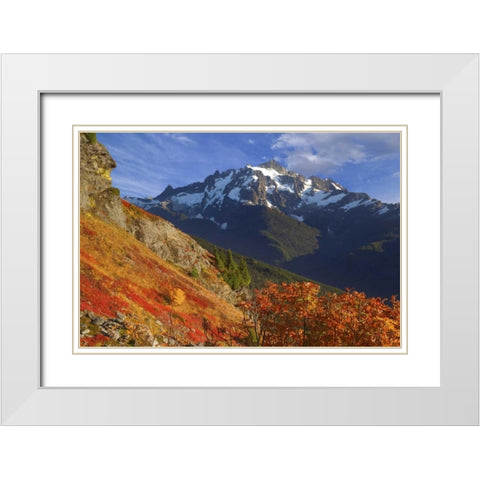 WA, Mount Baker Wilderness View of Mount Shuksan White Modern Wood Framed Art Print with Double Matting by Paulson, Don