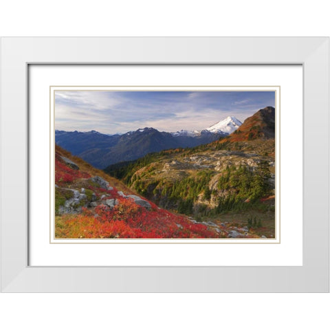 WA, Mount Baker Wilderness View of Mount Shuksan White Modern Wood Framed Art Print with Double Matting by Paulson, Don