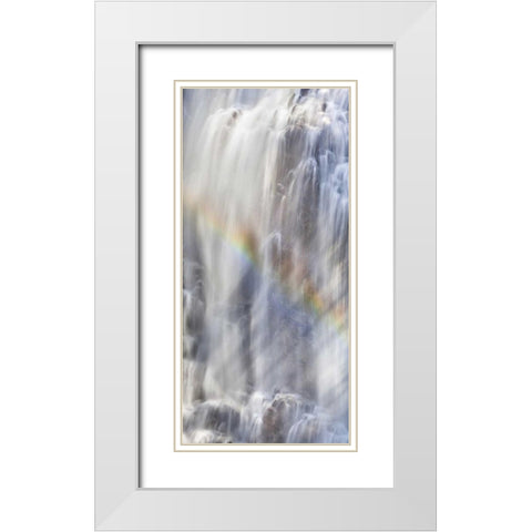 WA, North Cascades NP Rainbow on waterfall White Modern Wood Framed Art Print with Double Matting by Paulson, Don